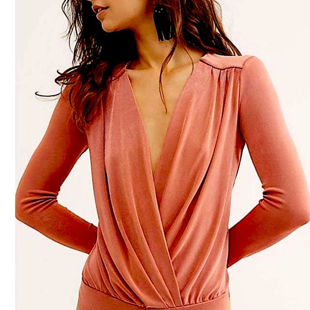 Free People Turnt Long Sleeve Bodysuit, NEW